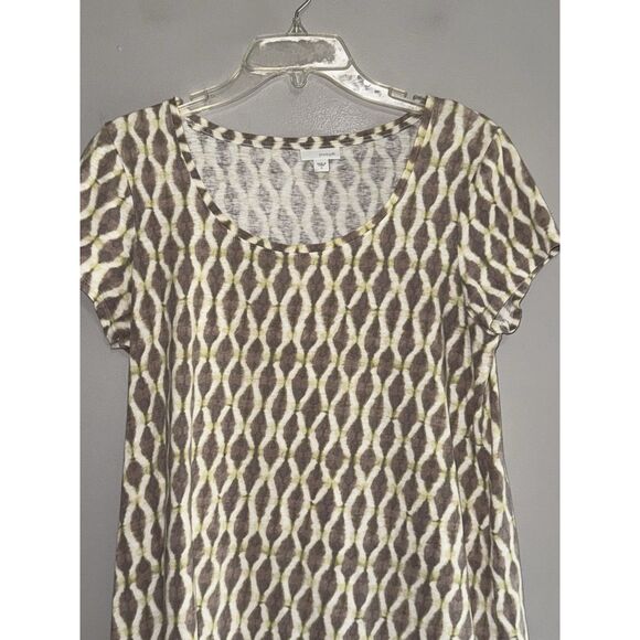 Pure J Jill Linen Blend Top Ikat Geometric Layering Short Sleeve Neutral Small - Picture 5 of 13